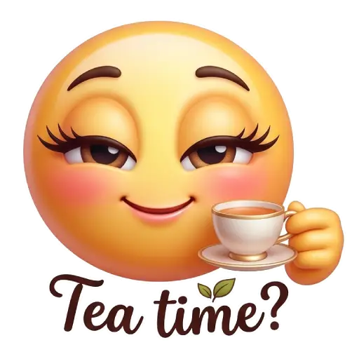Cute smiley face, stickers, Whatssapp stickers, love, kiss me, valentine, tea time